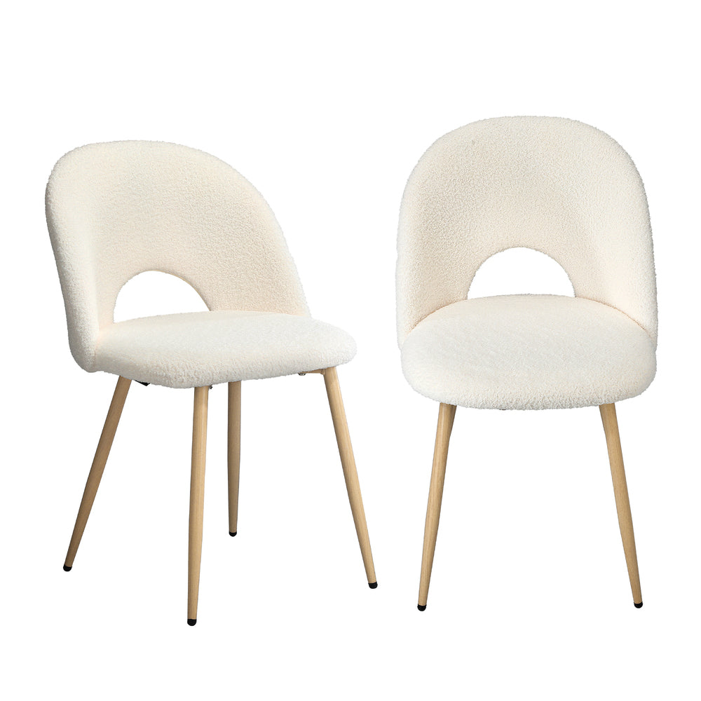 2PCS Dining Chairs Armchair Sherpa Golden White