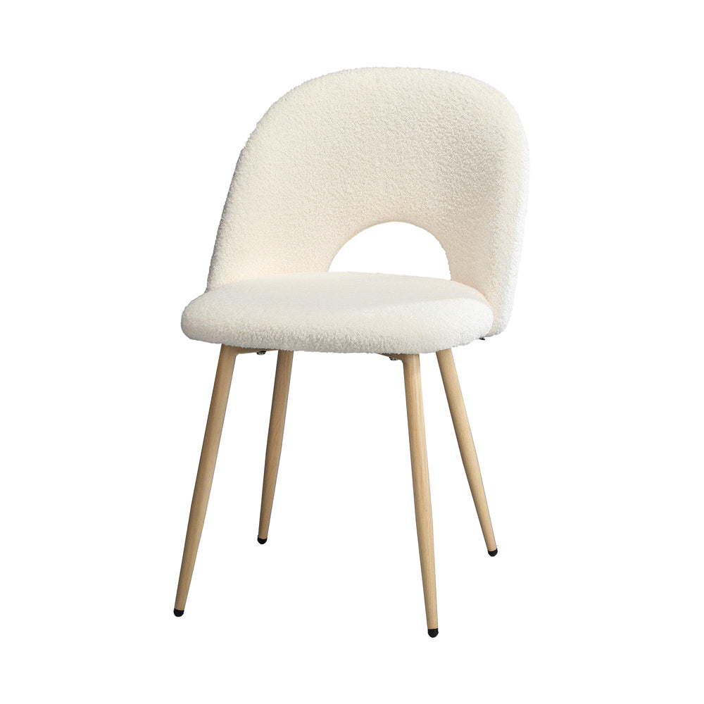 2PCS Dining Chairs Armchair Sherpa Golden White