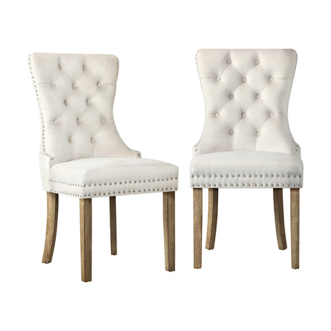 Modern Grey Wooden Frame Dining Chairs with Tufted Upholstery