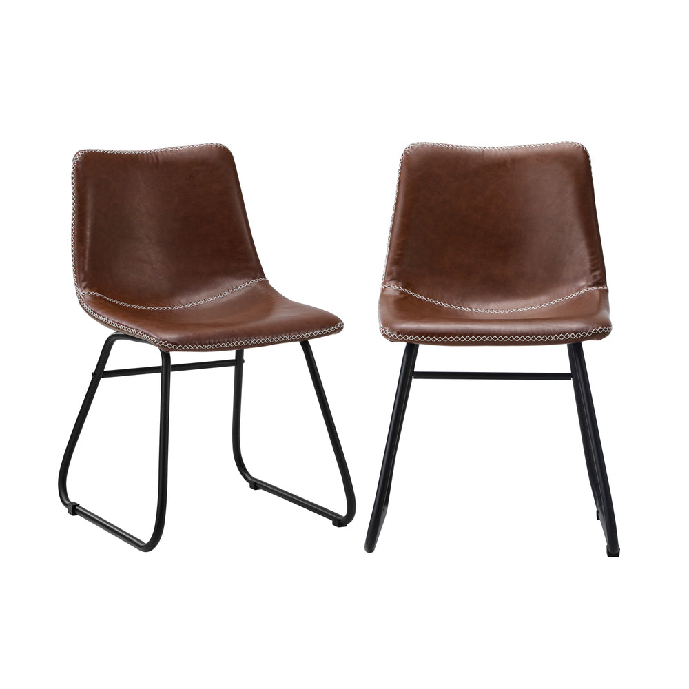 Dining Chairs Retro Padded Seat PU Brown/Grey