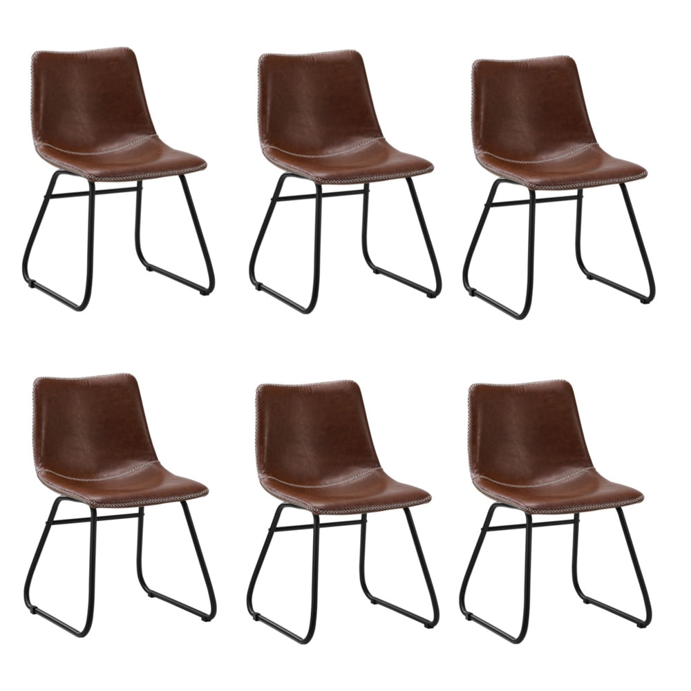 Dining Chairs Retro Padded Seat PU Brown/Grey