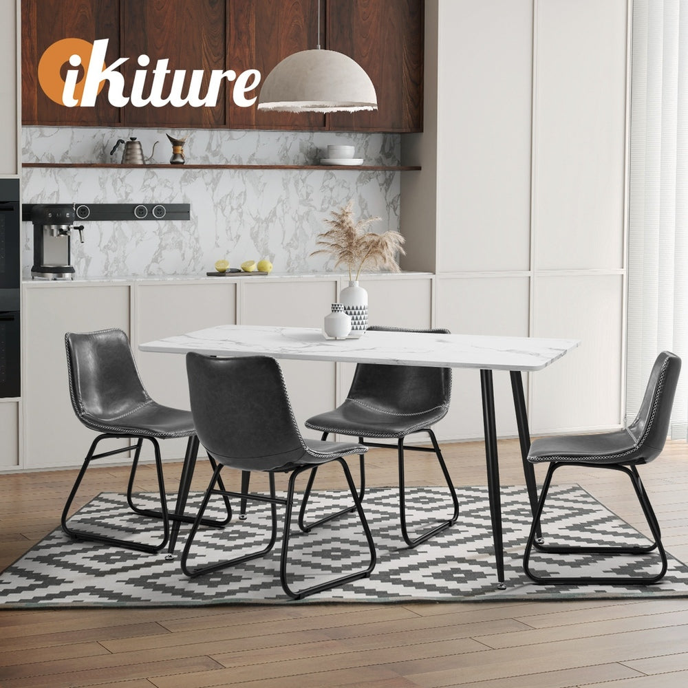 Dining Chairs Retro Padded Seat PU Brown/Grey