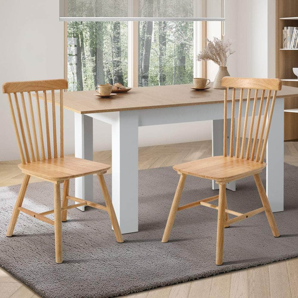 2x Dining Chairs Minimalist Vertical Back Wooden