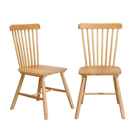 2x Dining Chairs Minimalist Vertical Back Wooden