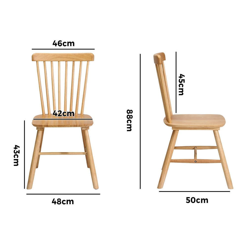 2x Dining Chairs Minimalist Vertical Back Wooden