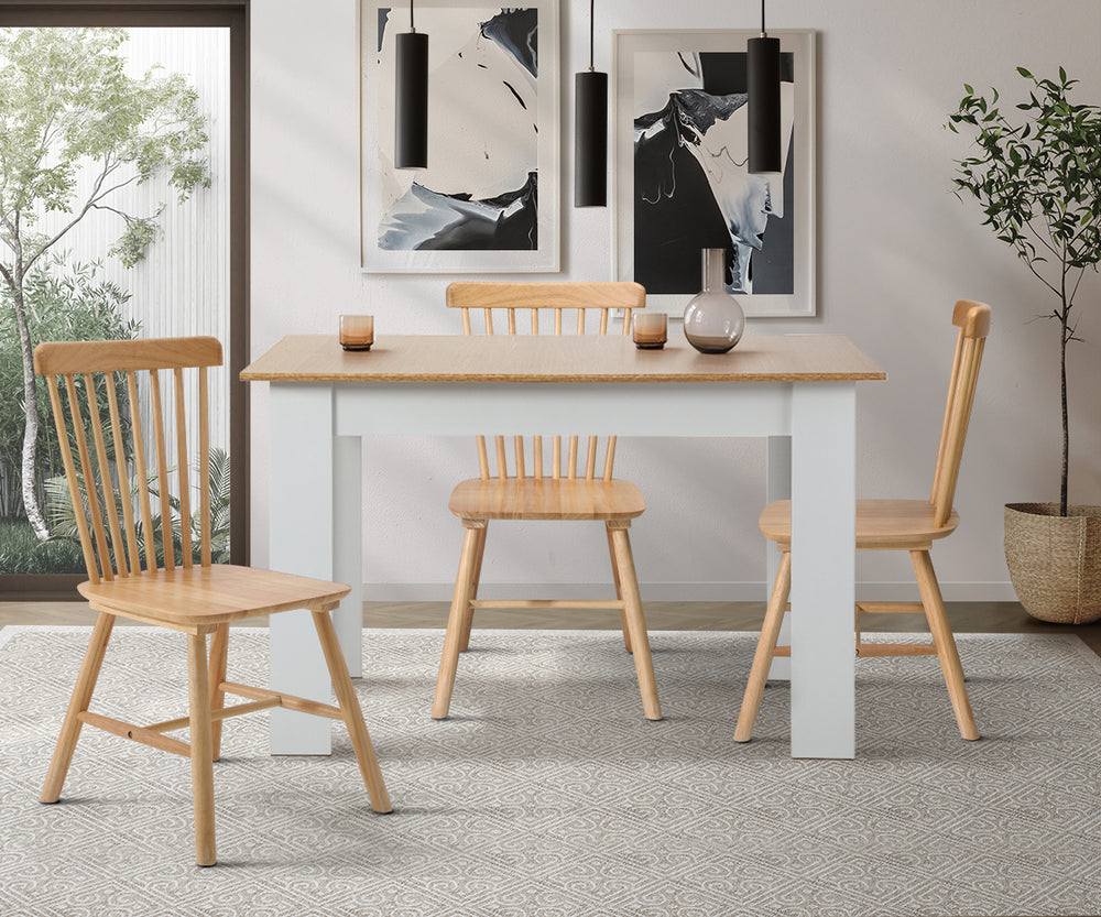 2x Dining Chairs Minimalist Vertical Back Wooden