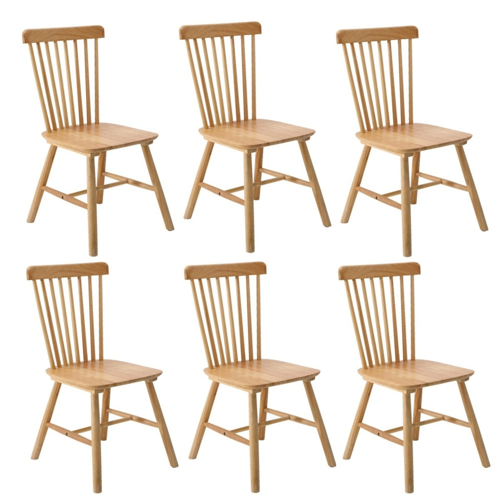 6x Dining Chairs Minimalist Vertical Back Wooden