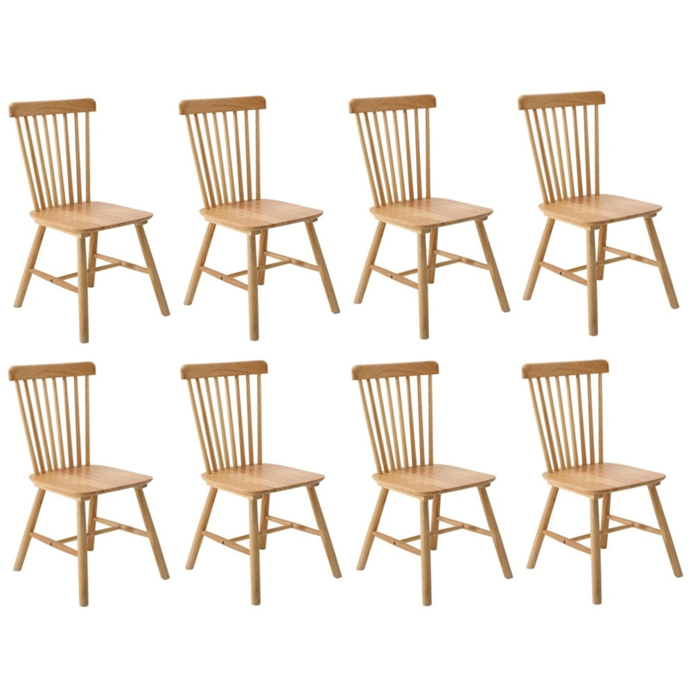 8x Dining Chairs Minimalist Vertical Back Wooden