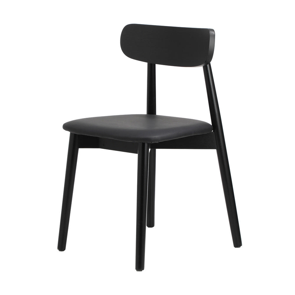 4x Dining Chairs PU Leather Solid Wood Black