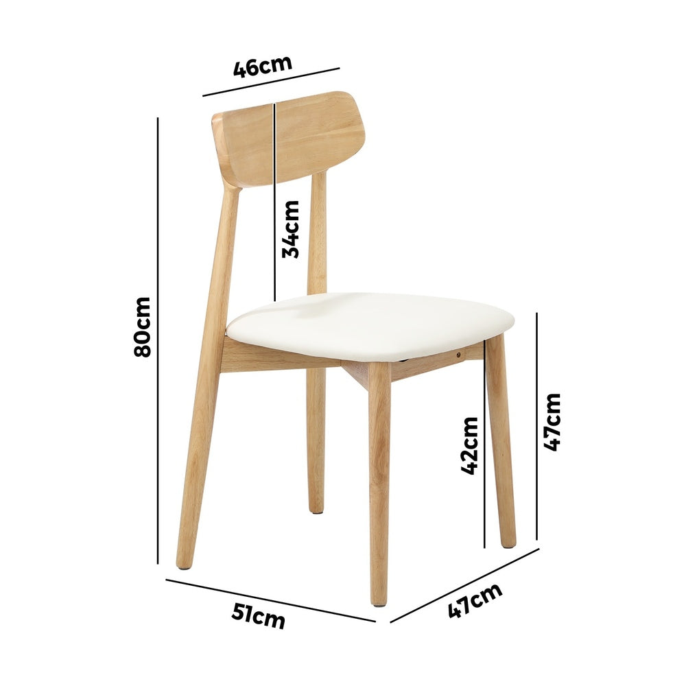 4x Dining Chairs PU Leather Solid Wood Beige