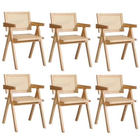 4x/6x Wooden Dining Chairs Rattan Natural