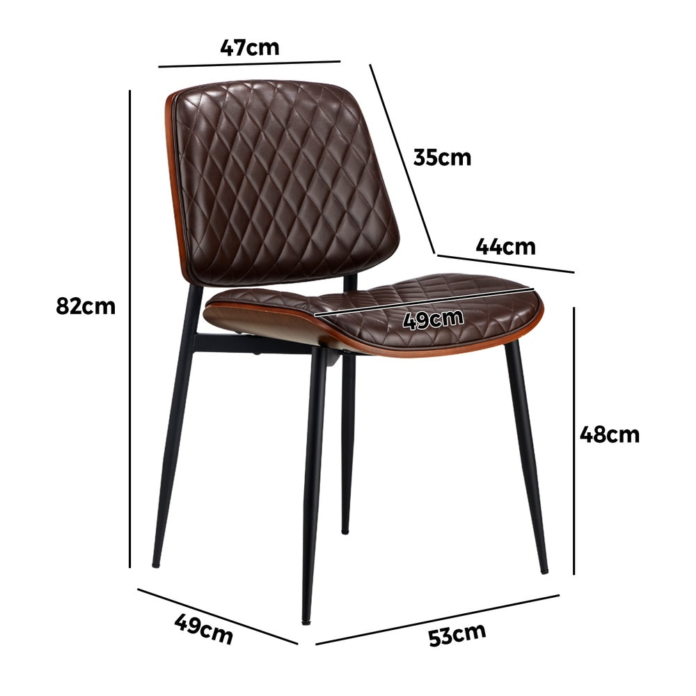 4x/6x Dining Chairs Leather Wooden Metal Legs Walnut