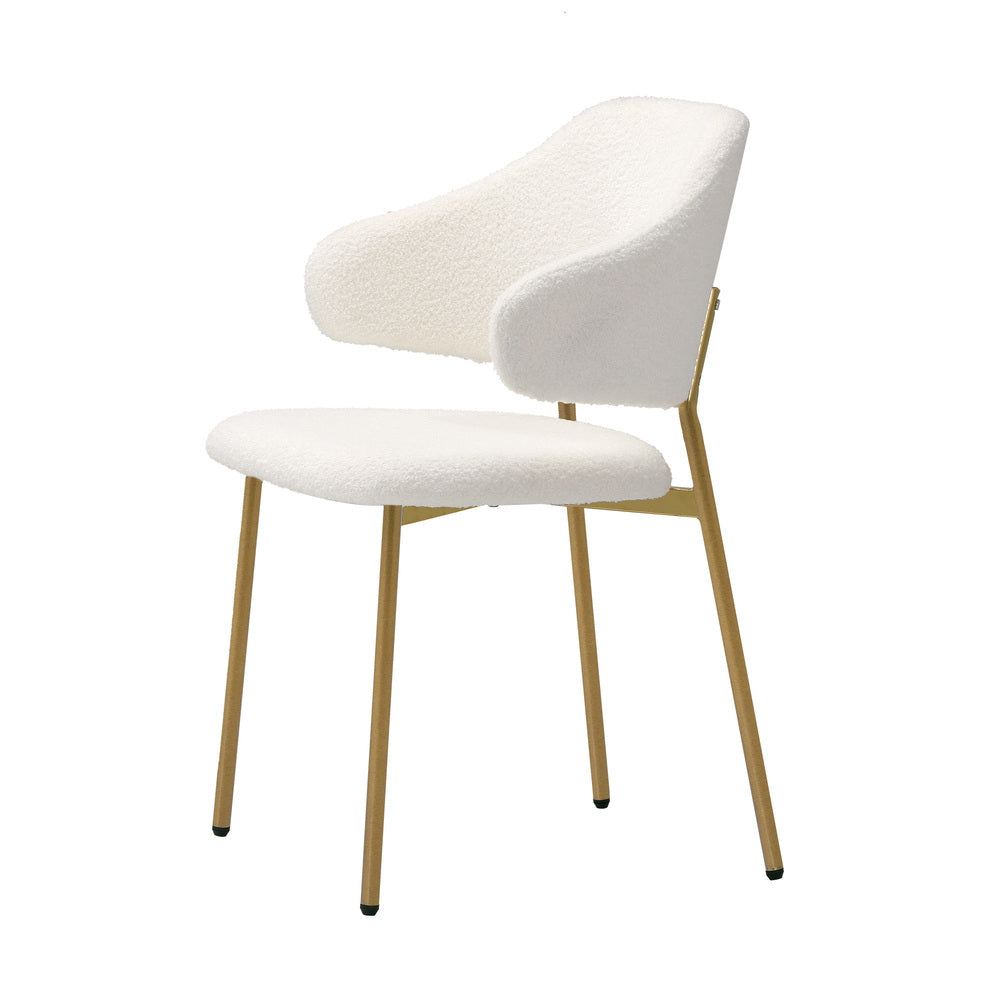 2x Dining Chair Sherpa Gold&White