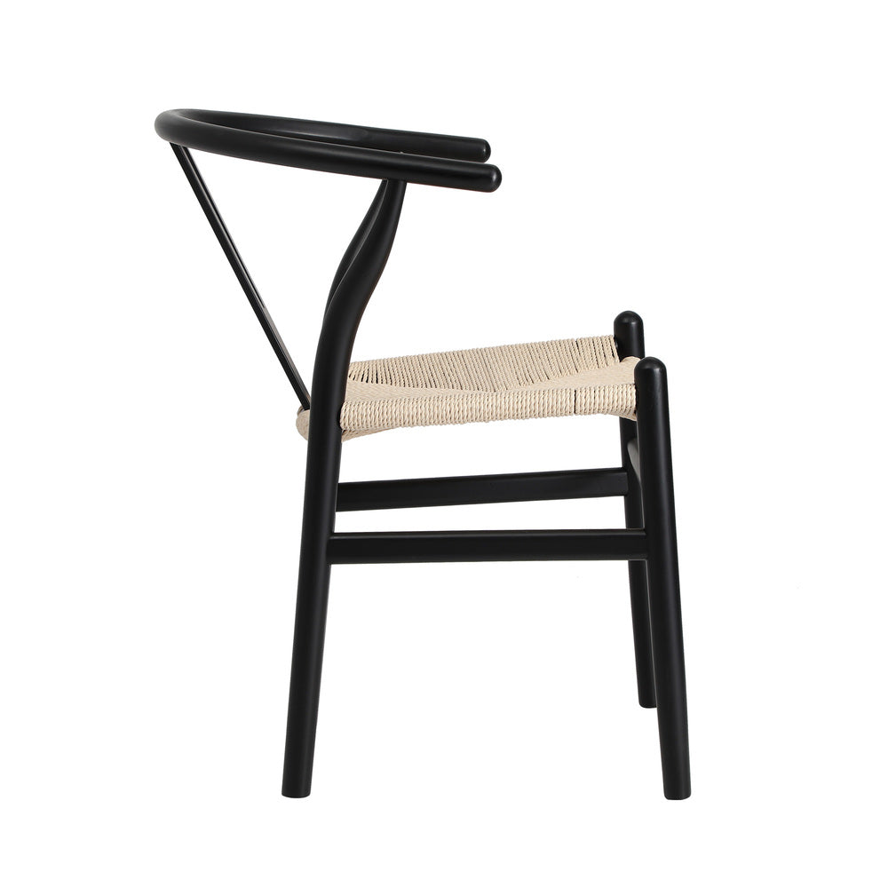 Dining Chair Wooden Hans Wegner Wishbone Black