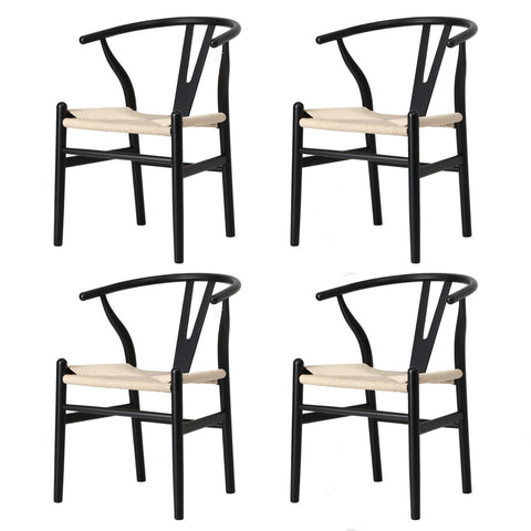 Dining Chair Wooden Hans Wegner Wishbone Black/Natural