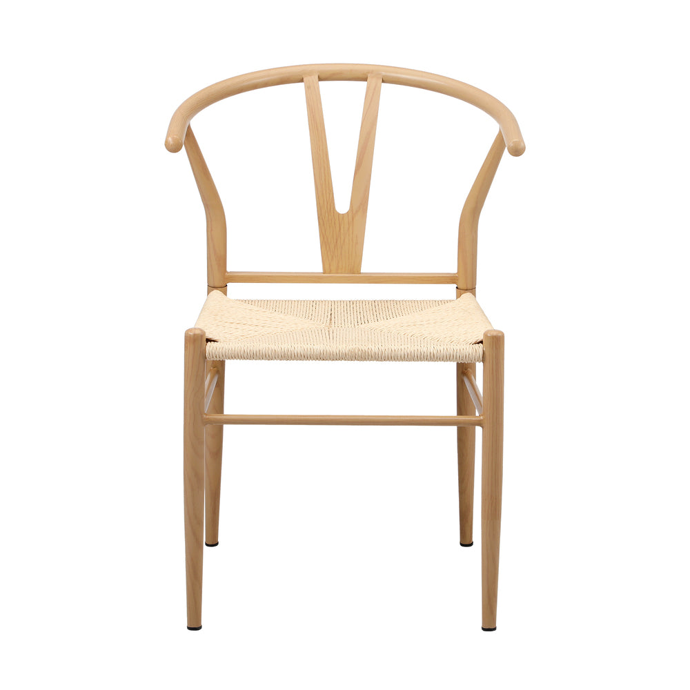 2x Dining Chair Metal Hans Wegner Chair Wishbone Beige