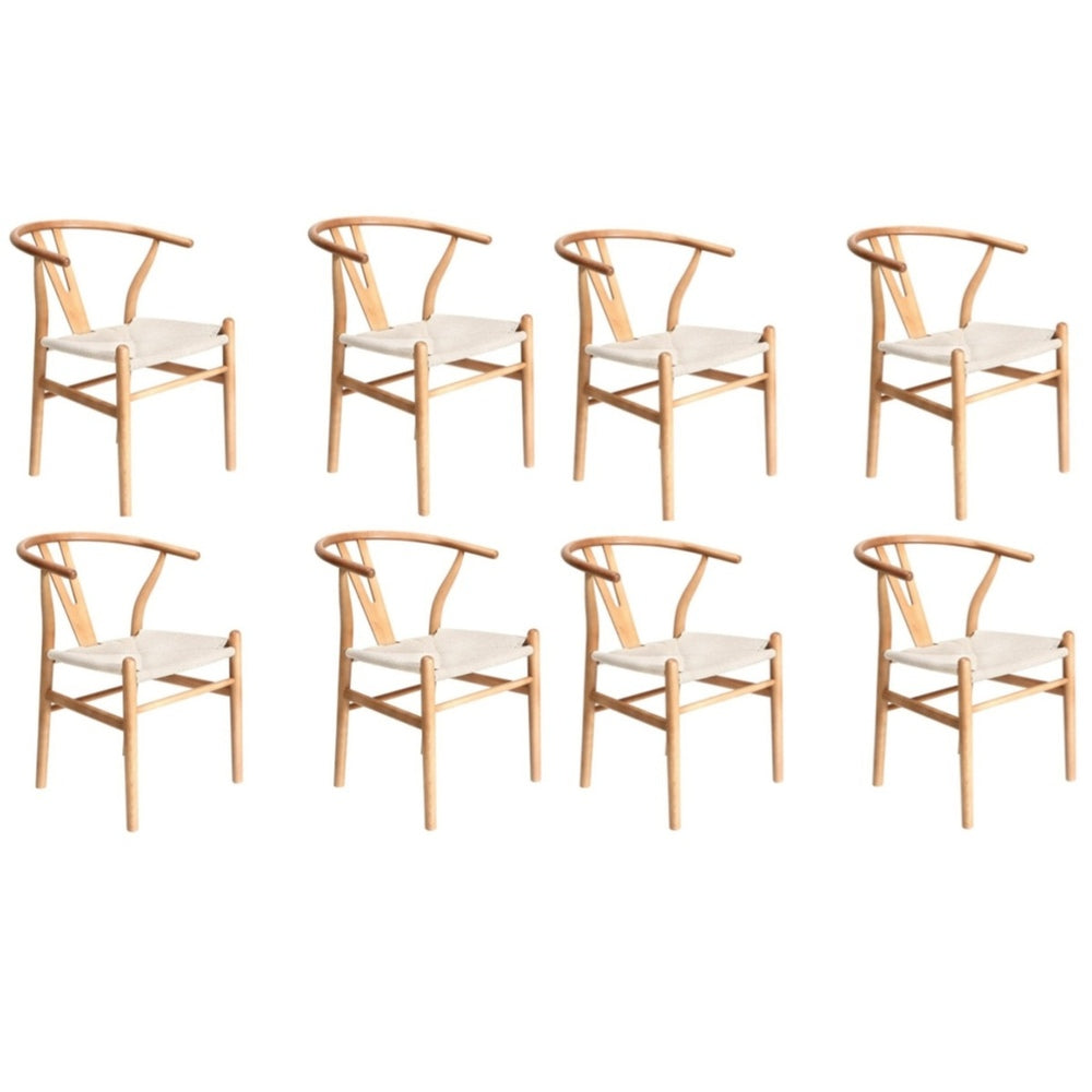 8x Dining Chair Wooden Hans Wegner Wishbone