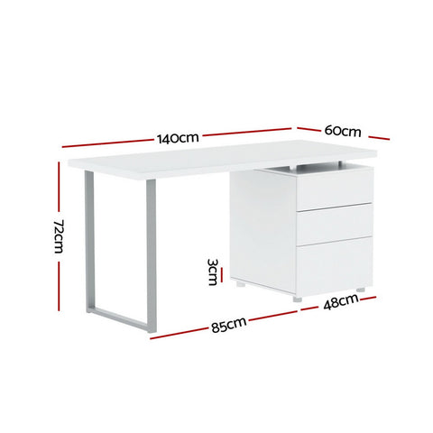 Computer Desk Drawer White 140Cm