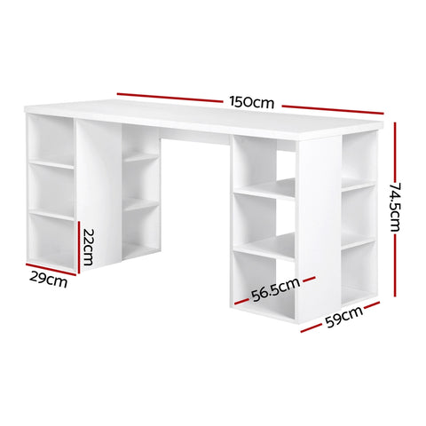 Computer Desk Bookshelf White 150Cm