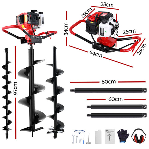 65CC Powerful Post Hole Digger with Auger Bits