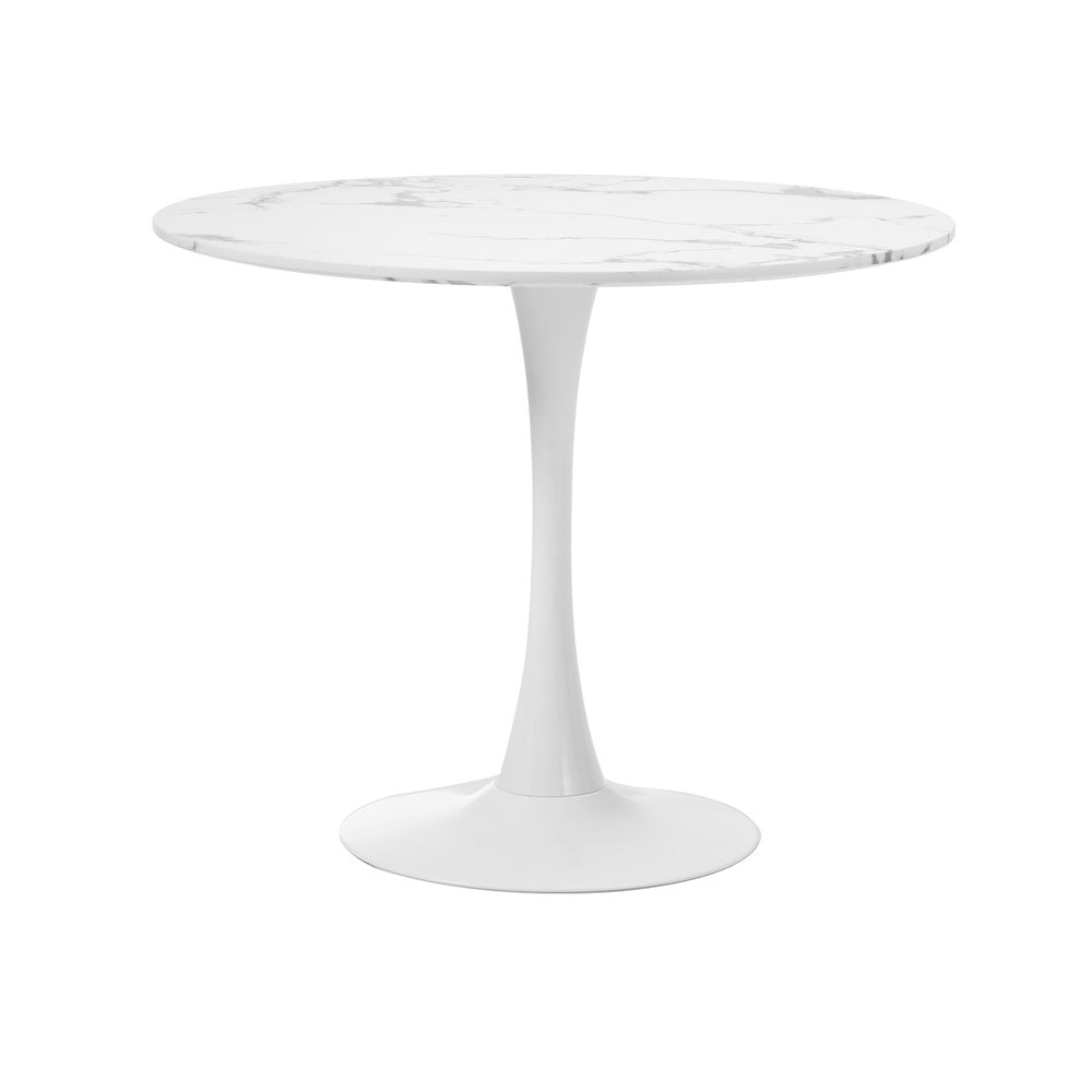 60cm Round Dining Table with 2x Dining Chairs Sherpa Gold&White