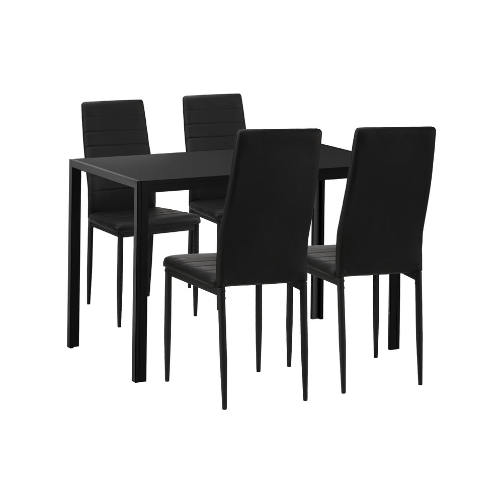 120cm Rectangle Dining Table with 4PCS Dining Chairs Wooden Black