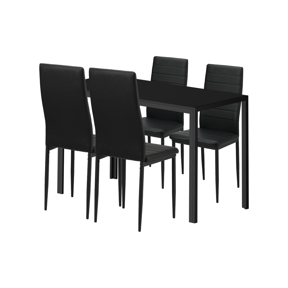 120cm Rectangle Dining Table with 4PCS Dining Chairs Wooden Black