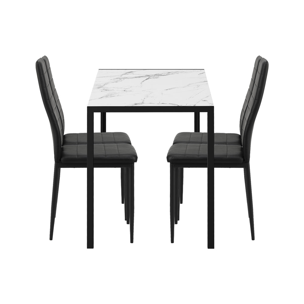 120cm Rectangle Dining Table with 4PCS Dining Chairs Marble White&Black