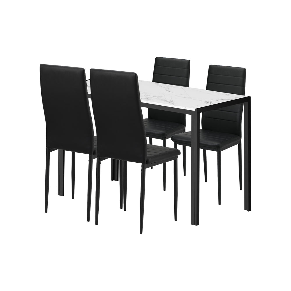 120cm Rectangle Dining Table with 4PCS Dining Chairs Wooden Black