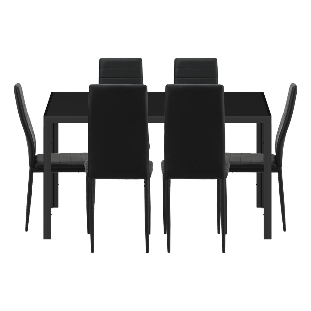 140cm Rectangle Dining Table with 6PCS Dining Chairs Wooden Black