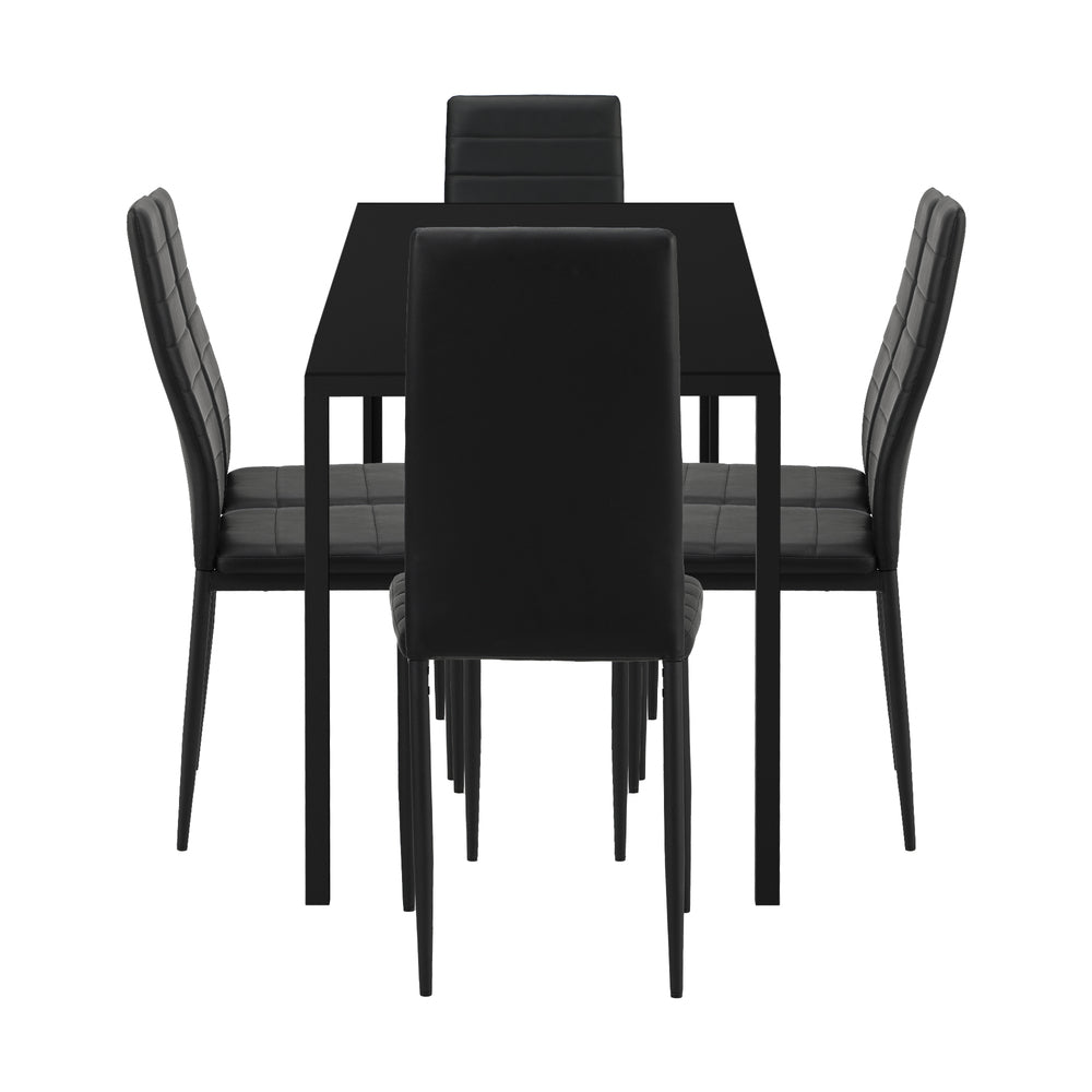 140cm Rectangle Dining Table with 6PCS Dining Chairs Wooden Black