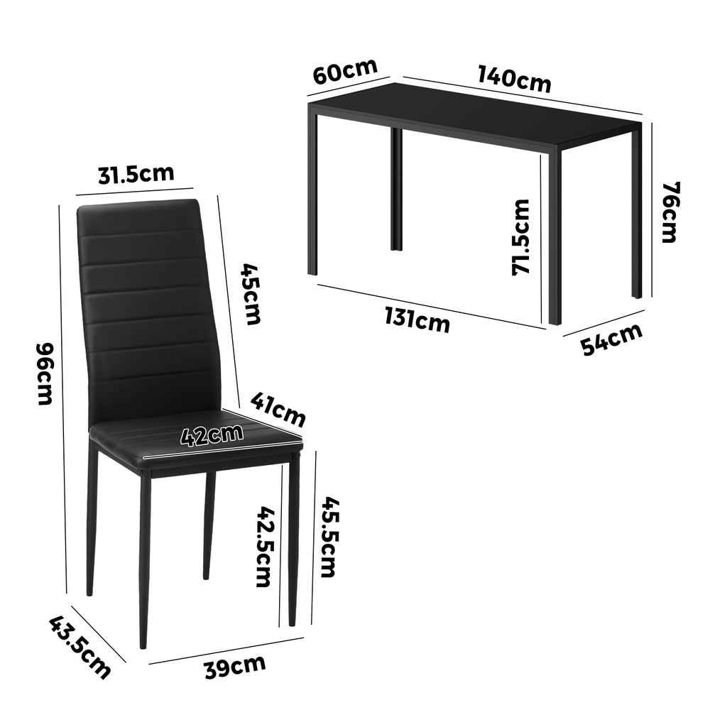 140cm Rectangle Dining Table with 6PCS Dining Chairs Marble White&Black