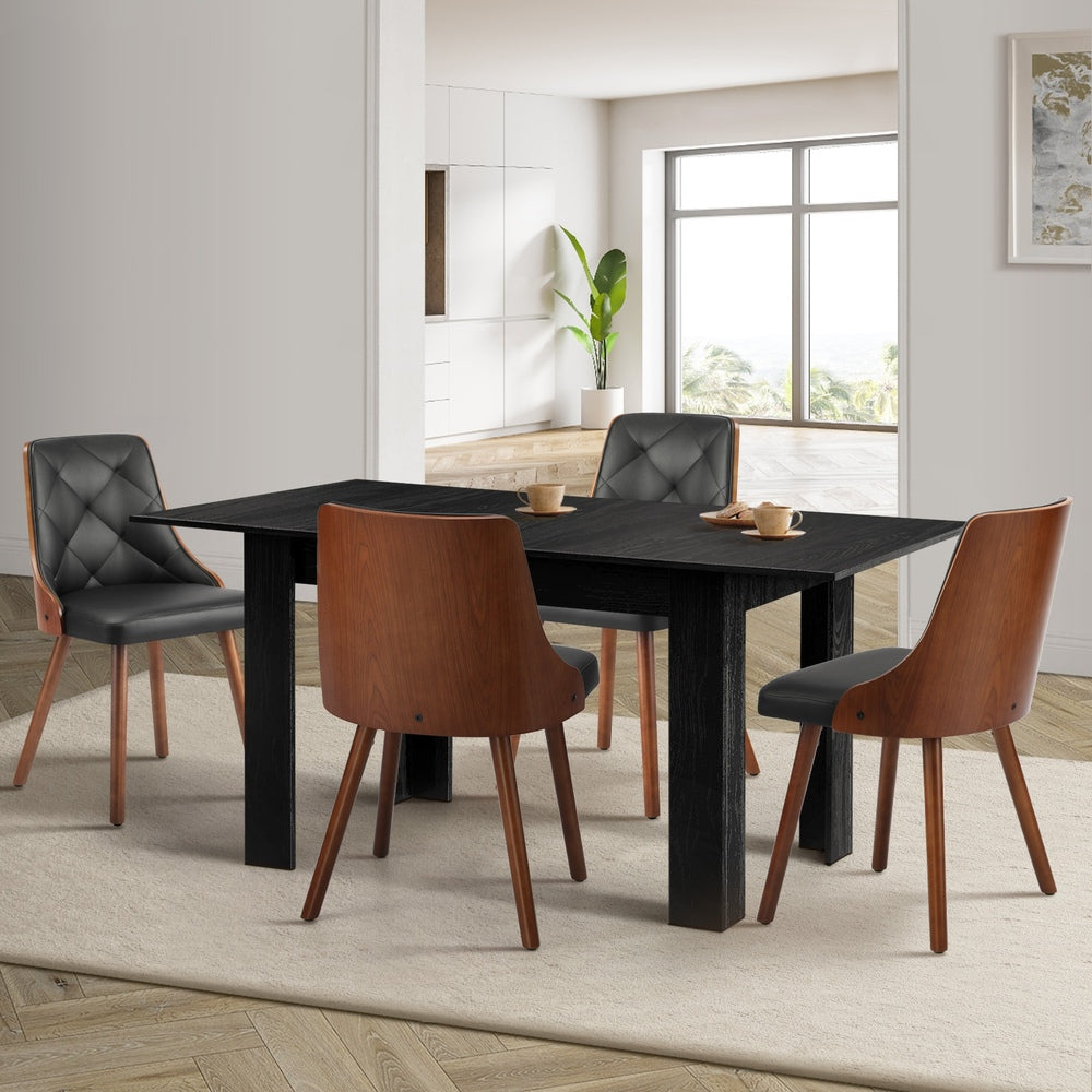 160cm Extendable Dining Table with 6PCS Chairs PU Leather