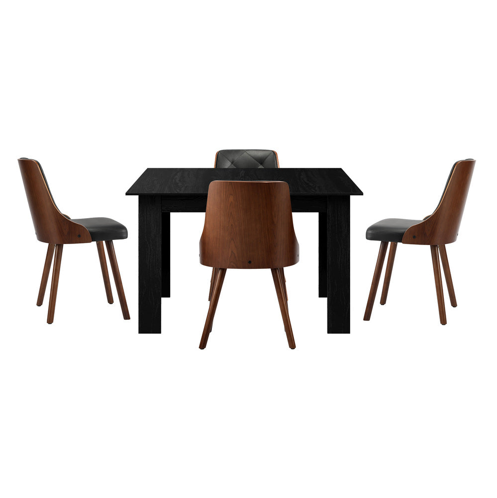 160cm Extendable Dining Table with 4PCS Chairs PU Leather