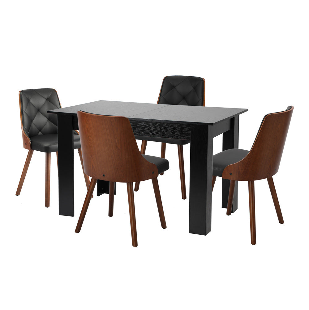 160cm Extendable Dining Table with 4PCS Chairs PU Leather