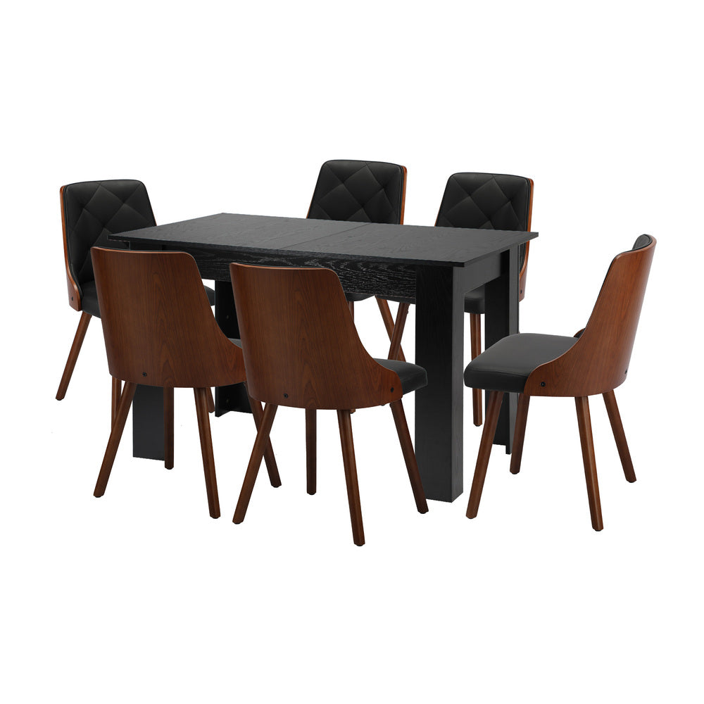 160cm Extendable Dining Table with 4PCS Chairs PU Leather