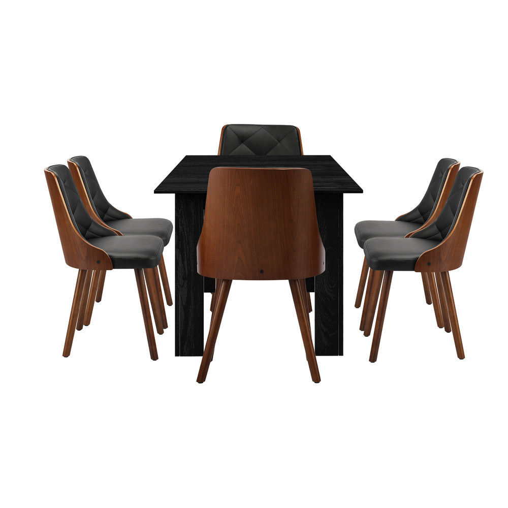 160cm Extendable Dining Table with 6PCS Chairs PU Leather