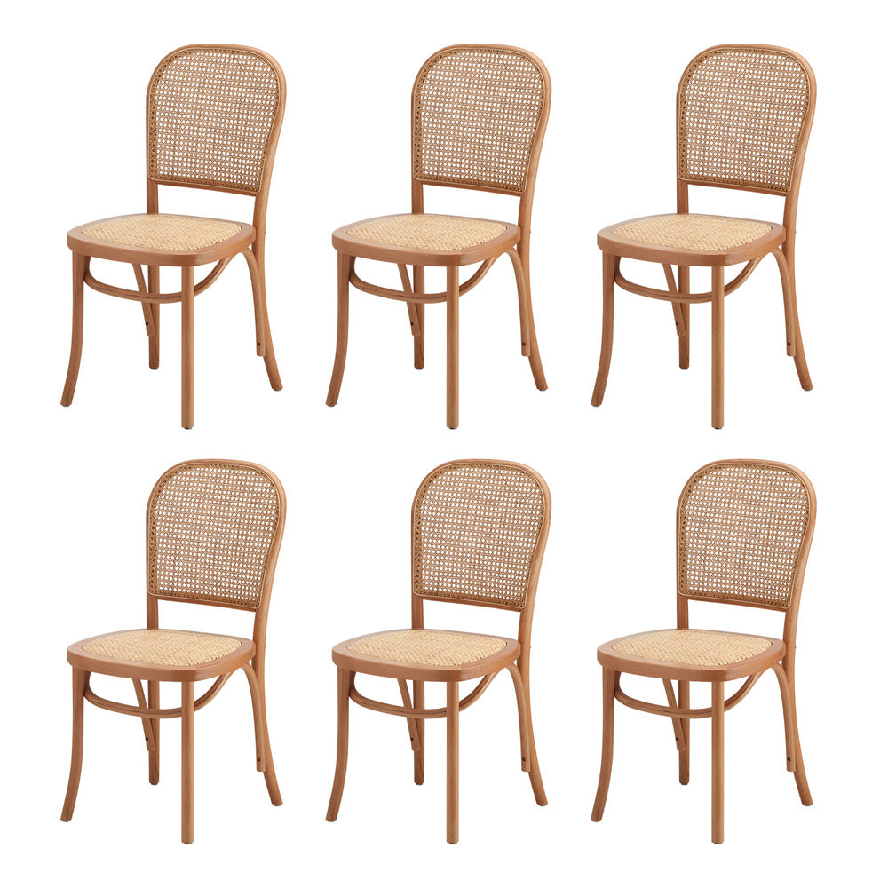 160cm Extendable Dining Table with 6PCS Chairs Rattan Natural