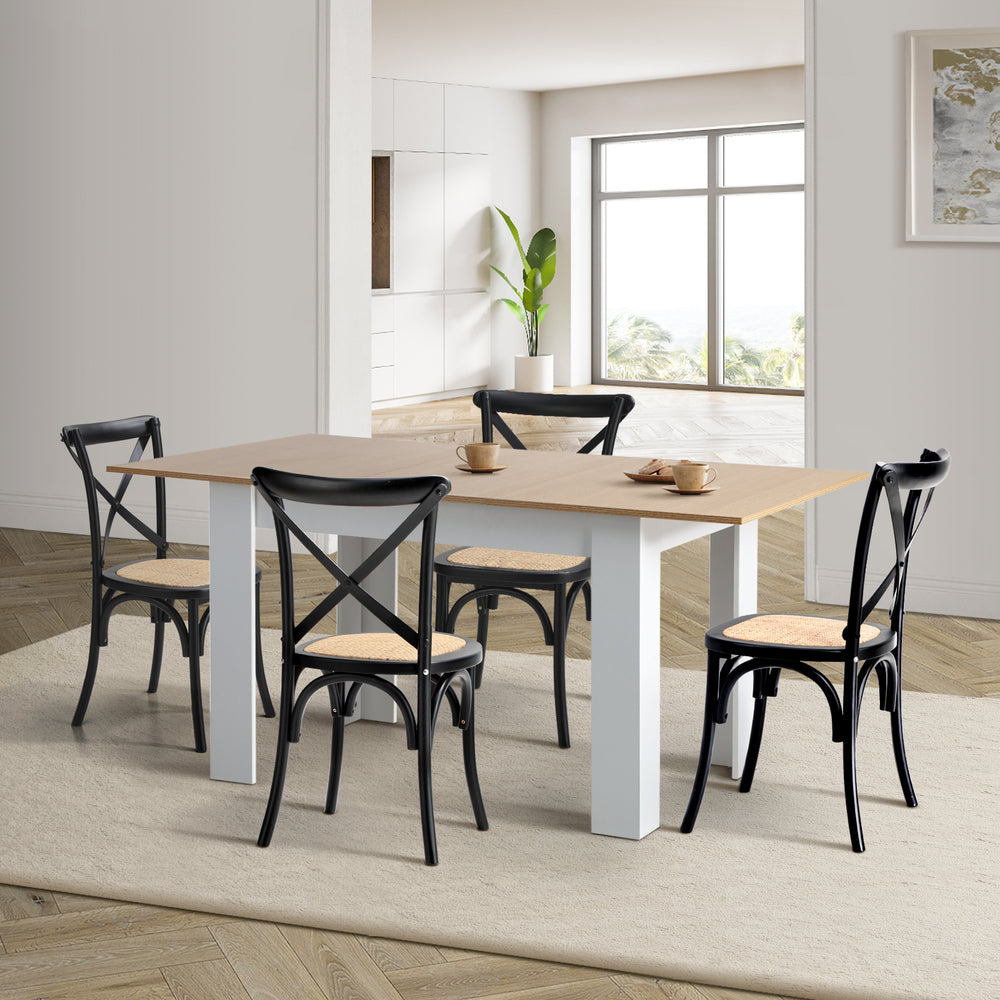 Extendable Dining Table with 4/6PCS Chairs Crossback