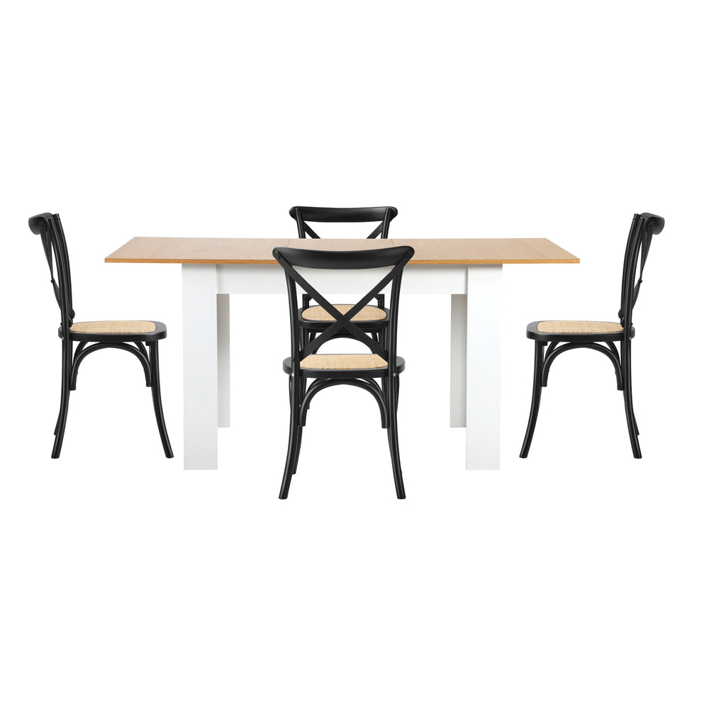 Extendable Dining Table with 4/6PCS Chairs Crossback