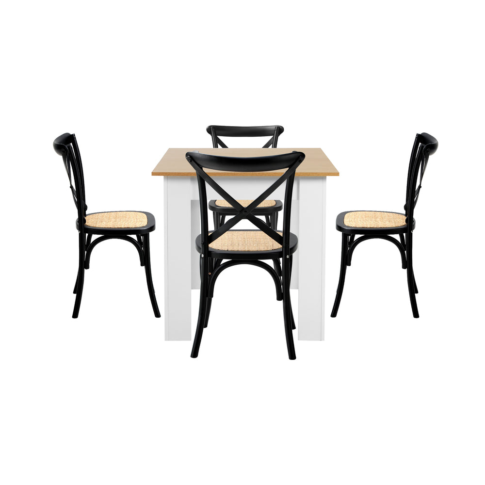 Extendable Dining Table with 4/6PCS Chairs Crossback