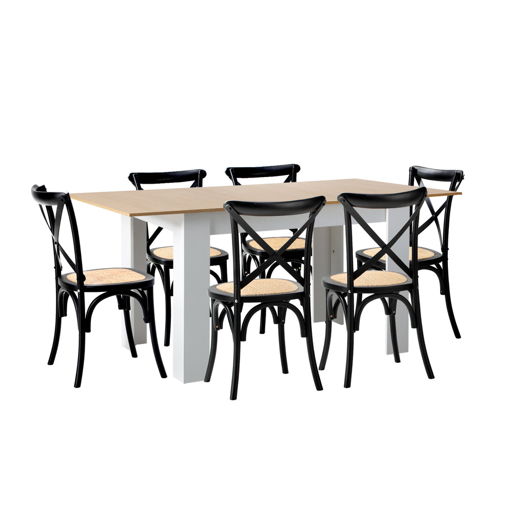 Extendable Dining Table with 4/6PCS Chairs Crossback