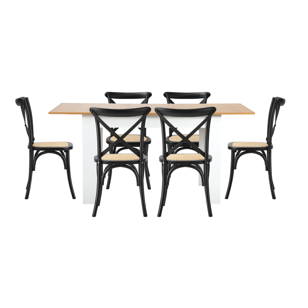 Extendable Dining Table with 4/6PCS Chairs Crossback