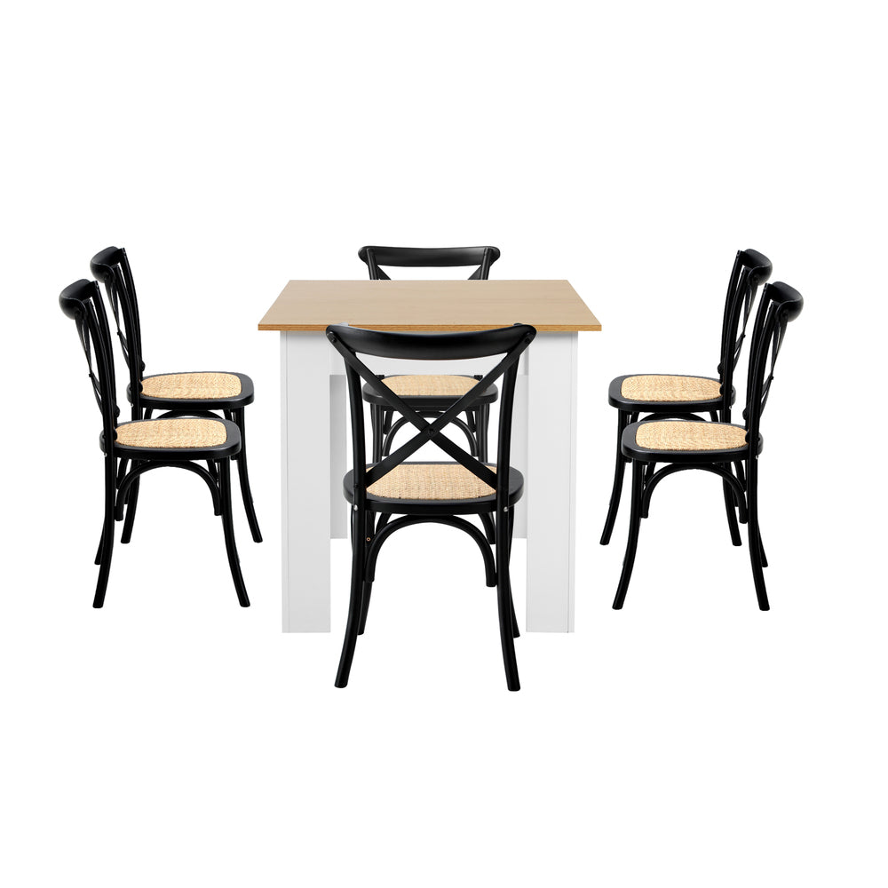 Extendable Dining Table with 4/6PCS Chairs Crossback