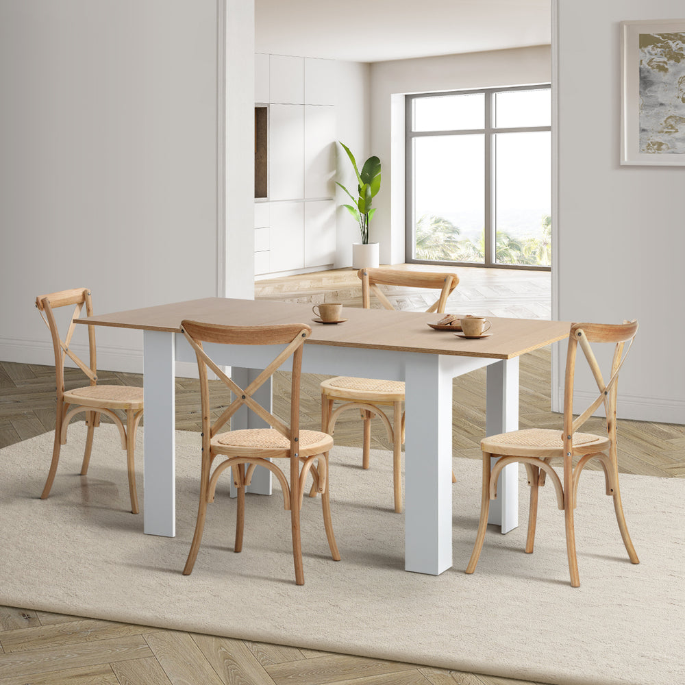 Extendable Dining Table with 4/6PCS Chairs Crossback