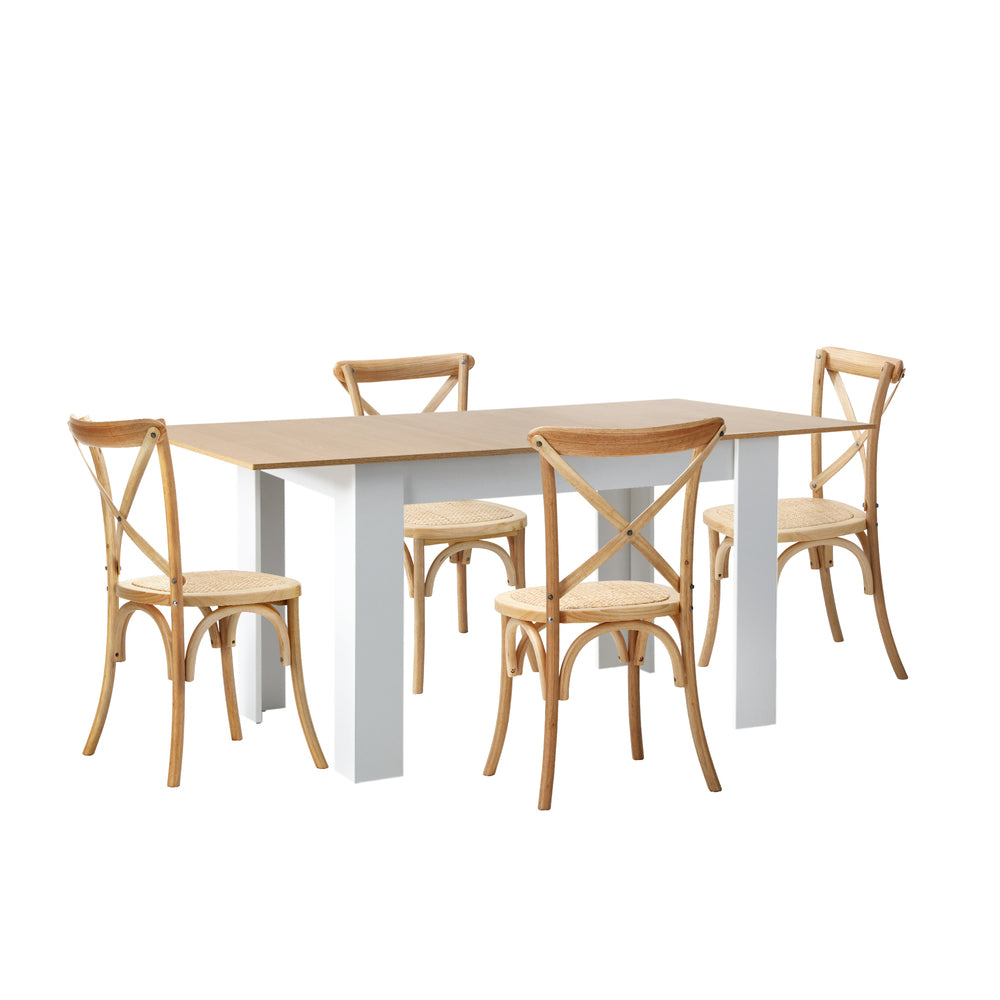 Extendable Dining Table with 4/6PCS Chairs Crossback