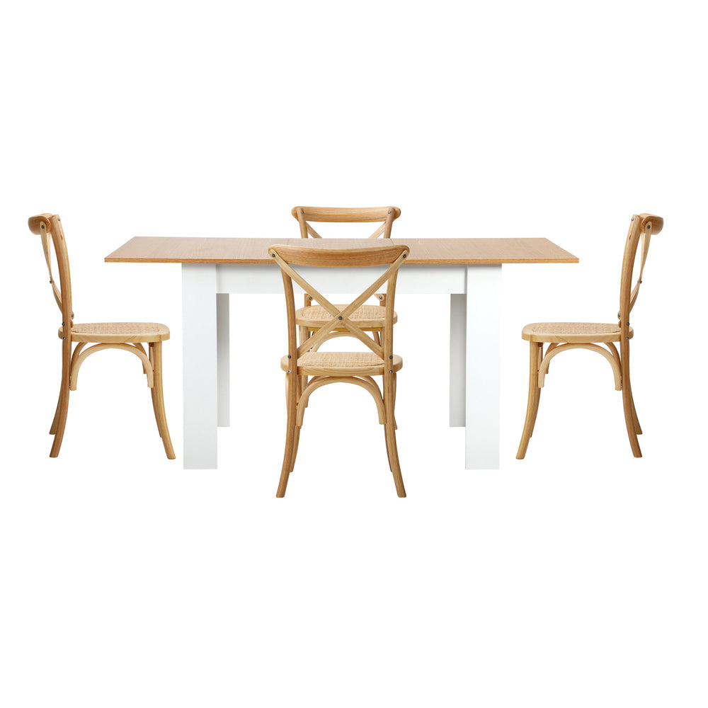 Extendable Dining Table with 4/6PCS Chairs Crossback