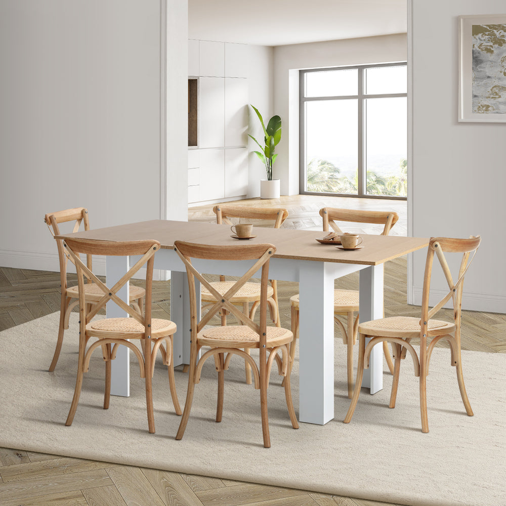 Extendable Dining Table with 4/6PCS Chairs Crossback