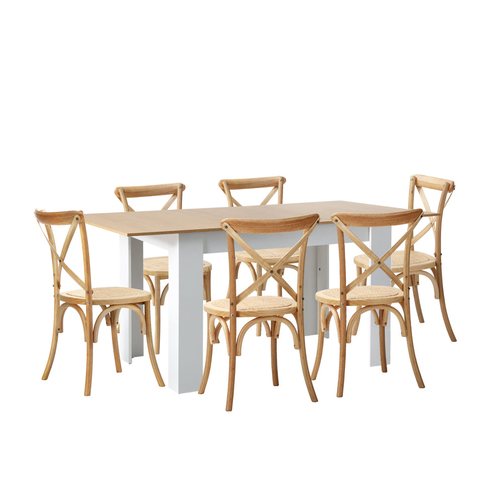 Extendable Dining Table with 4/6PCS Chairs Crossback