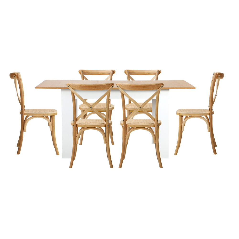 Extendable Dining Table with 4/6PCS Chairs Crossback